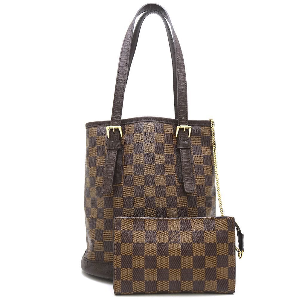 Louis Vuitton Damier Marais Ebene Shoulder Bag Brown